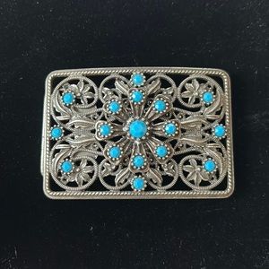 Amazing Vintage Faux Turquoise Belt Buckle